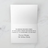 青い夕べのクリスマスの出生カード シーズンカード (内部)