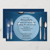 青い夕食のパーティの招待状 招待状 (正面/裏面)