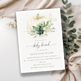 青い多肉性カボチャベビーブランチシャワー招待状 サンキューカード