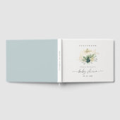 青い多肉白色金ゴールドカボチャ赤ちゃんシャワー ゲストブック (全面)