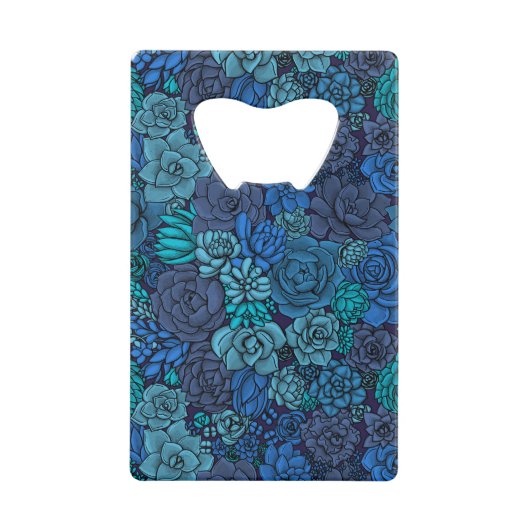 青い多肉質の庭 クレジットカード栓抜き (正面)