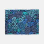 青い多肉質の庭 フリースブランケット (正面(横))