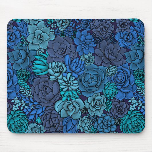 青い多肉質の庭 マウスパッド (正面)