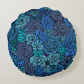 青い多肉質の庭 ラウンドクッション (裏面)