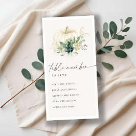 青い多肉質カボチャのシーティングチャートテーブル番号 サンキューカード