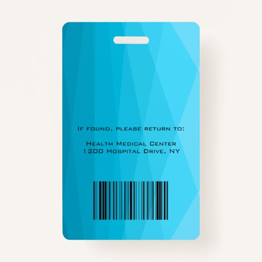 青い多角形と写真 バッジ (裏面)