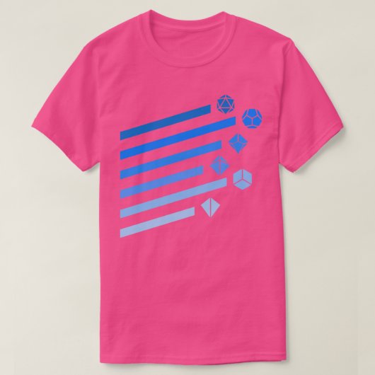 青い多面体サイコロセットヴィンテージレイ表遊面 Tシャツ (デザイン正面)