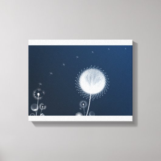 青い夜のタンポポ キャンバスウォールアート - 星空 キャンバスプリント (正面)