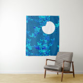 青い夜空に蝶が飛び交う月並み タペストリー (インサイチュ)