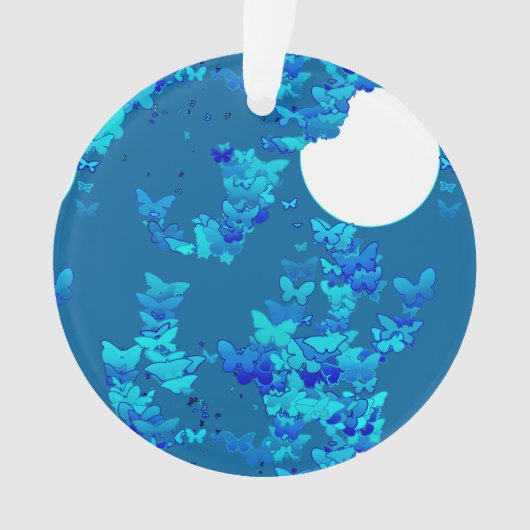 青い夜空に蝶、月並み オーナメント (正面)