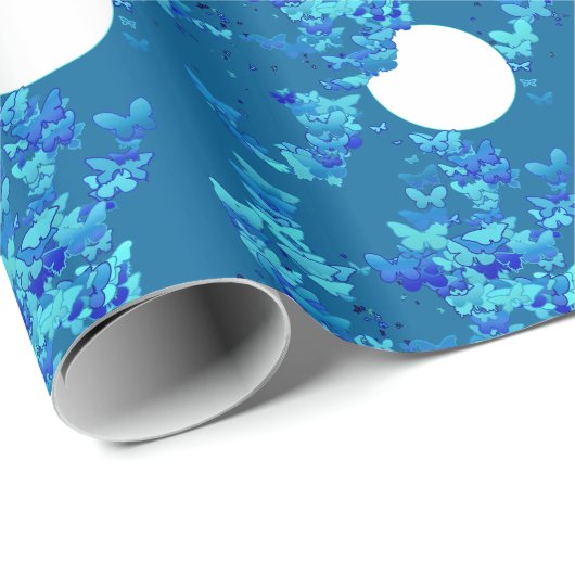 青い夜空に蝶、月並み ラッピングペーパー (ロールコーナー)