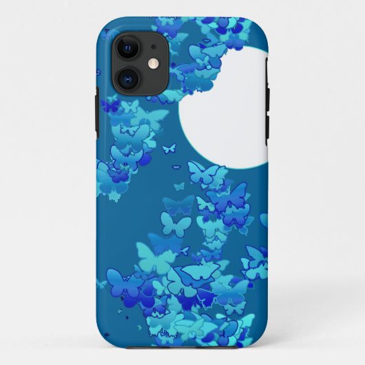 青い夜空に蝶、月並み Case-Mate iPhoneケース (裏面)