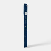 青い夜空に金色の星の模様 iPhone 15ケース (左側面)