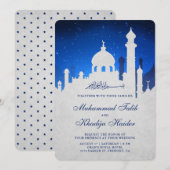 青い夜空のアラビアンムスリムウェディング 招待状 (正面/裏面)
