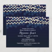 青い夜空のストリングライト ウェディング招待状 招待状 (正面/裏面)