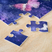 青い夜飛んでいるにピンクの蝶 – スケッチ ジグソーパズル (側面)