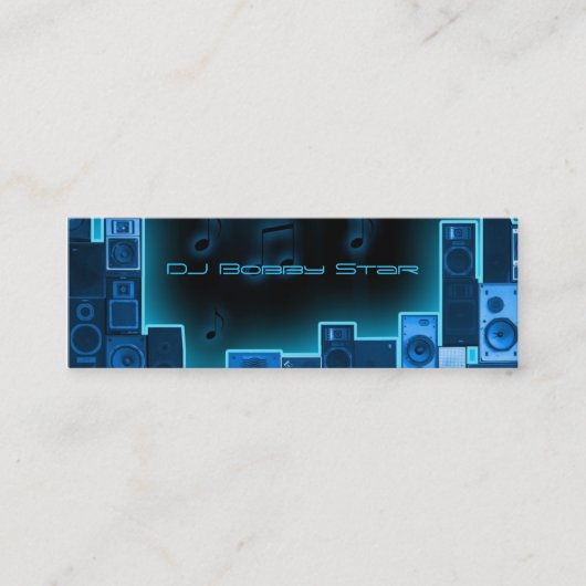 青い夜DJのbusinesscard スキニー名刺 (正面)