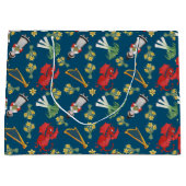 青い大きな抱き枕にウェルシュの衣装と装飾 ラージペーパーバッグ (正面)