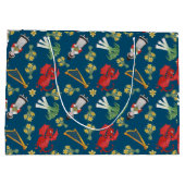 青い大きな抱き枕にウェルシュの衣装と装飾 ラージペーパーバッグ (裏面)