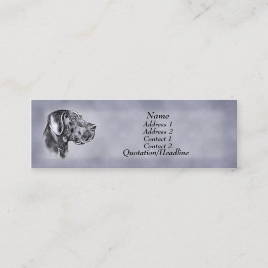 青い大きなDaneのアンクロップのプロファイルカード スキニー名刺 (正面)