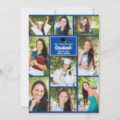 青い大学院フォトコラージュモダン卒業 案内状 (正面)