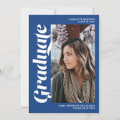青い大学院生の台本3枚の写真の卒業 招待状 (正面)