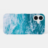 青い大海の波 iPhone 16ケース (裏面横)