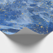 青い大理石と金ゴールドテクスチャ ラッピングペーパー (角)