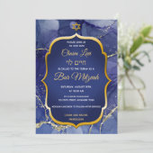 青い大理石に金の星 ユダヤ教のバル・ミツヴァの案内 招待状 (スタンド正面)