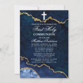 青い大理石のゲートGeode写真最初の聖なる聖餐会 招待状 (正面)