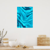 青い大理石のシカラフルェーズ ポスター (キッチン)