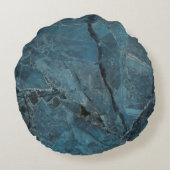 青い大理石のテクスチャーの背景イタリアン、マーベル ラウンドクッション (裏面)