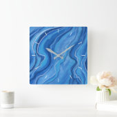 青い大理石のパターンの壁時計 スクエア壁時計 (ホーム)