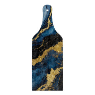 青い大理石のパターン(金ゴールド) カッティングボード