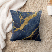 青い大理石のパターン(金ゴールド) クッション (ブランケット)