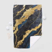 青い大理石のパターン(金ゴールド) ゴルフタオル (インサイチュ)