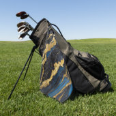 青い大理石のパターン(金ゴールド) ゴルフタオル (グリーン)