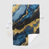 青い大理石のパターン(金ゴールド) ゴルフタオル (インサイチュ)