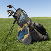 青い大理石のパターン(金ゴールド) ゴルフタオル (グリーン)