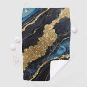 青い大理石のパターン(金ゴールド) ゴルフタオル (インサイチュ)