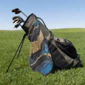 青い大理石のパターン(金ゴールド) ゴルフタオル (グリーン)