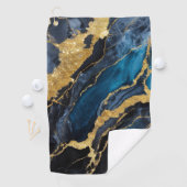 青い大理石のパターン(金ゴールド) ゴルフタオル (インサイチュ)