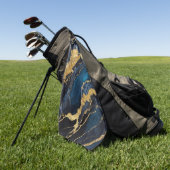 青い大理石のパターン(金ゴールド) ゴルフタオル (グリーン)