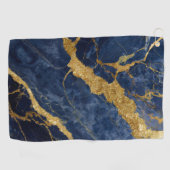 青い大理石のパターン(金ゴールド) ゴルフタオル (横)