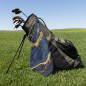 青い大理石のパターン(金ゴールド) ゴルフタオル (グリーン)