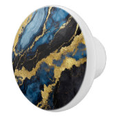 青い大理石のパターン(金ゴールド) セラミックノブ (右)