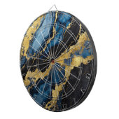 青い大理石のパターン(金ゴールド) ダーツボード (正面右)