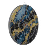 青い大理石のパターン(金ゴールド) ダーツボード (正面左)