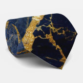青い大理石のパターン(金ゴールド) ネクタイ (ロール)