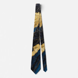 青い大理石のパターン(金ゴールド) ネクタイ